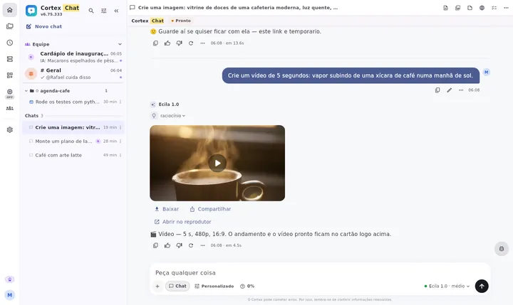会話の中でAIが作ったコーヒーカップの動画