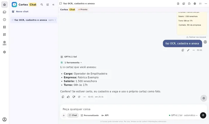 Chat where the AI read the attached poster and offered to post the job opening