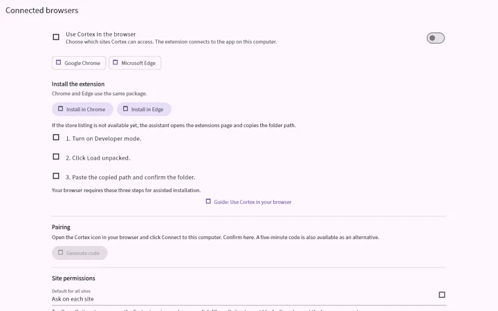 Guided extension installation in Cortex Desktop